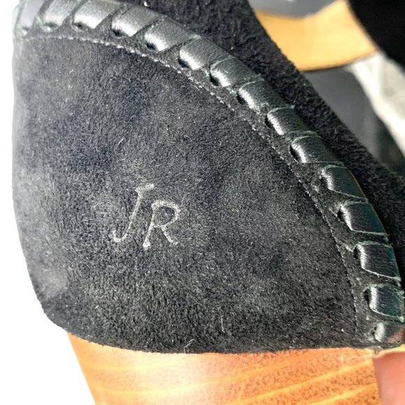 Jack Rogers Cameron Suede T-Strap Bootie Block Heel Open Toe Cut Out Black 10 - Picture 7 of 10